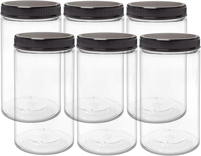 ljdeals 32 oz Clear Plastic Jars with Lids, Storage Containers, Wide Mouth PET Mason Jars, Pack of 6, BPA Free, Food Safe, Made in USA (Copy)
